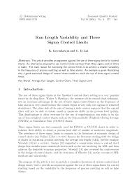 Pdf Run Length Variability And Three Sigma Control Limits