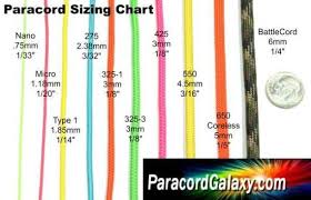 Paracord Size Chart Paracord Uses Paracord Paracord Supplies