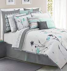 sign in grey and teal bedding home