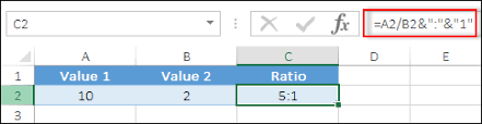 quickly calculate ratio excel formula
