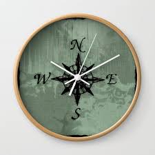 Historic Old Compass Rose Wall Clock By