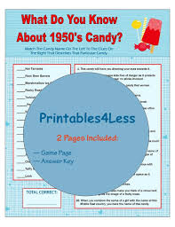 The following quiz was kindly donated by jay patrick. 1950s Candy Game Candy Trivia Game Printable Trivia Game Etsy