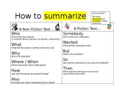 Graphic Organizer Anchor Chart For Summarizing Fiction And Non Fiction Text