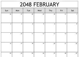february 2048 calendar free blank
