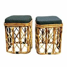 Bamboo Cane Stool For Home Living Room