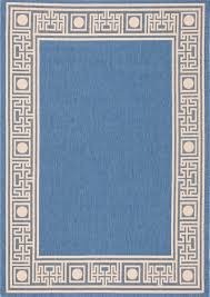 blue greek key border outdoor rug