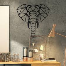 Geometric Elephant Wall Art Black