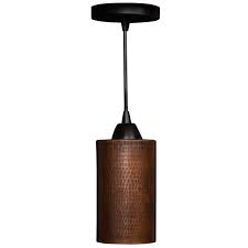 Shop Hand Hammered Copper 4 In Round Cylinder Pendant Light Overstock 26885994