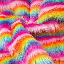 long plush faux fur jacquard colorful
