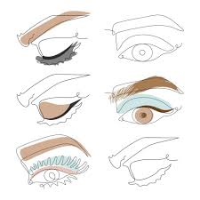 woman eye makeup one line drawing