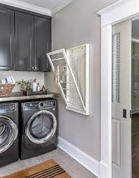 Drying Rack On Gray Laundry Room Wall