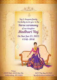 saree ceremony invitations canva template