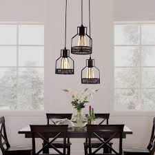 Rustic Black Metal Cage Dining Room Pendant Light With 3 Lights Unitarylighting