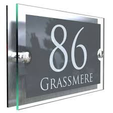 House Number Plaques Glass Effect