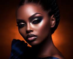 afro model face in full makeup art
