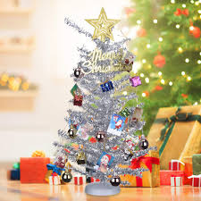 KEYNICE Tabletop Mini Christmas Tree Artificial Home Decor with 22 Pcs  Christmas Decoration Ornaments Glittering Christmas Trees Set for DIY Room  Party Xmas Decoration (Silver)- Buy Online in French Polynesia at Desertcart