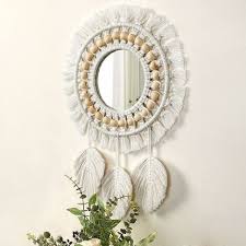 Macrame Wall Hanging Mirror With Fringe