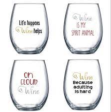 Set Of 4 Stemless Wine Glasses With
