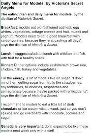 Vs Model Diet Not Bad This Has Some Quite Healthy Options