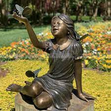 Girl With Erfly Garden Statue