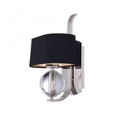Wall Light In Silver With Black Shade