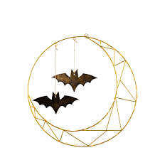 gil 2666460ec 24 in lighted chagne metal halloween wreath with bats decor