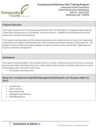 Entrepreneurial Business Plan Training Program