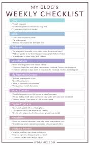 My Weekly Blogging Tasks And Checklist Ivory Mix