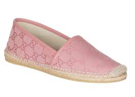 Gucci Womens Pink Canvas Gg Guccissima Espadrille Flats Shoes
