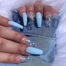 fake nails sti blue glitter set