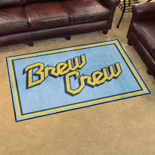 fanmats milwaukee brewers 4ft x 6ft plush area rug