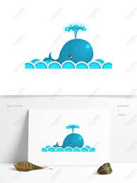 可愛藍色卡通鯨魚噴水柱可商用元素PSD圖案素材免費下載- Lovepik
