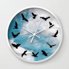 Bird Clock Wall Clock By Kittybitty