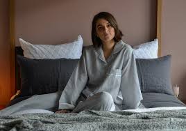 linen blend pyjamas grey luxury