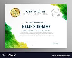 Abstract Green Certificate Of Appreciation Vector Image