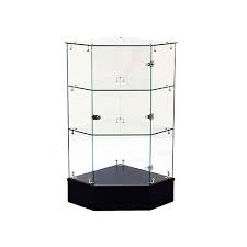 frameless glass corner display cabinet