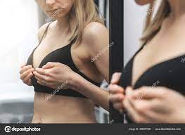 Breast Health Woman Checking Her Breasts Shape Front Mirror Home Stock  Photo by ©ronstik 348067390