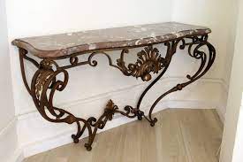 Vintage Gilt Wrought Iron Console Table