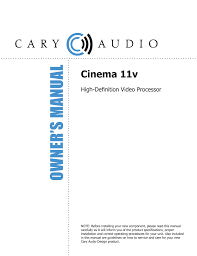 Cary Audio Design Cinema 11v Owner S Manual Manualzz Com