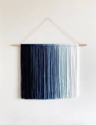 Fading Ombre Blue Yarn Wall Hanging