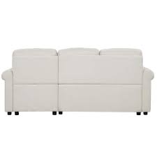 Harper Bright Designs 83 1 In Width Beige Polyester Convertible Sectional 3 Seats Sleeper Sofa With Storage Space