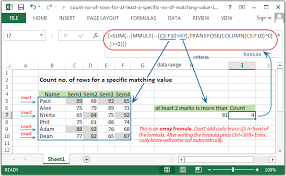 excel count count number of rows for