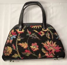 vine carpet bag purse black gem