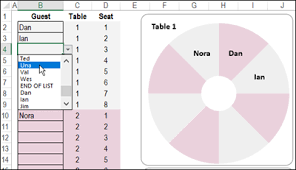 excel seating plan guest table seat