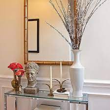 glass and nickel console table design ideas
