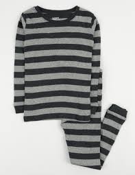 striped cotton pajamas for boys charcoal grey stripes long sleeve pajamas
