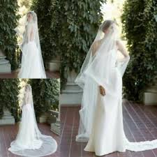 Details About Vintage Chapel Length Wedding Drop Veils 1t No Comb Bridal Veil Accessories