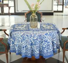 Blue Fl Round Tablecloth Indian