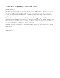 Resignation Letter Sample 2 Weeks Notice Google Search