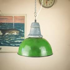 Green Enamel Lamp Shade Vintage Pendant